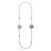 Noemi Duo náhrdelník s ružovou a sivou norkou