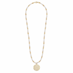 Náhrdelník Amalia kvet života bielo zlatý dlhý