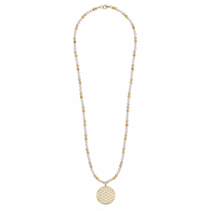 Náhrdelník Amalia kvet života bielo zlatý dlhý