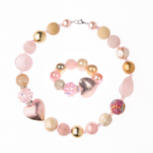 Náhrdelník a náramok Summer so srdcom ružový