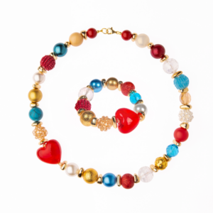 Náhrdelník a náramok Summer so srdcom farebný malý