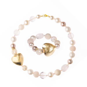 Náhrdelník a náramok Summer so srdcom biely malý