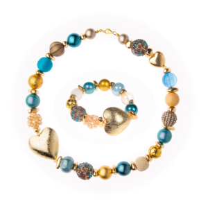 Náhrdelník a náramok Summer so srdcom tyrkysový malý