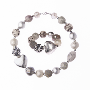 Náhrdelník a náramok Summer so srdcom strieborný