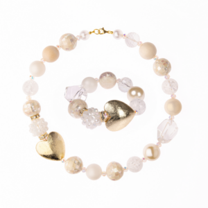 Náhrdelník a náramok Summer so srdcom biely