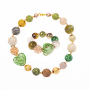 Náhrdelník a náramok Summer so srdcom zelený