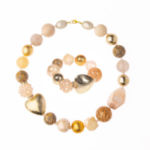 Náhrdelník a náramok Summer so srdcom zlatý