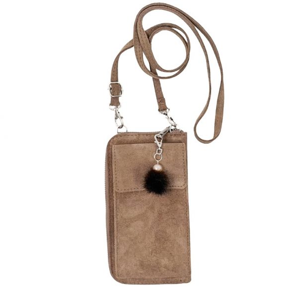 Kožená mini kabelka Handy v svetlej hnedej farbe