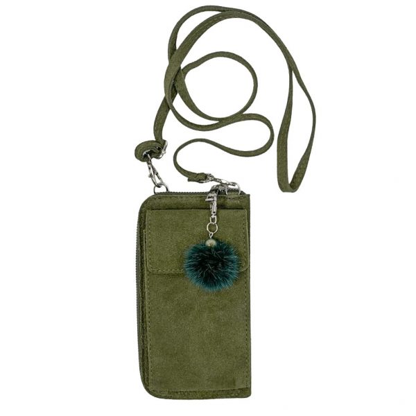 Kožená mini kabelka Handy v zelenej vojenskej farbe