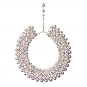 Audrey náhrdelník so Swarovski perlami a krištáľmi v bielej farbe sedemradový