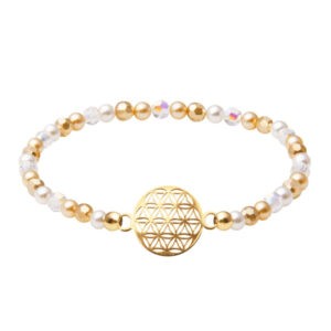 Náramok Amália kvet života bielo zlatý veľký