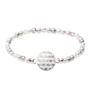 Náramok Amalia kvet života bielo strieborný veľký