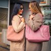 Kožená kabelka Shopper midi staro-ružová