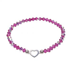 My Happiness mini náramok Heart z malinových kryštálikov