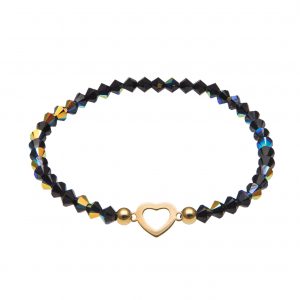 My Happiness mini náramok Heart z čiernych kryštálikov