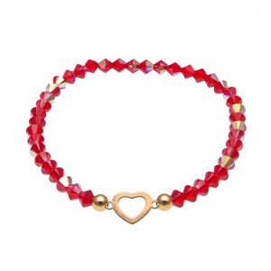 My Happiness mini náramok Heart z červených kryštálikov