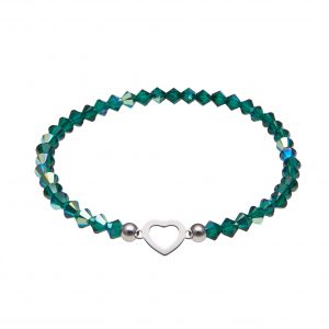 My Happiness mini náramok Heart zo smaragdových kryštálikov